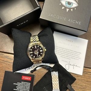 Timex x Jacquie Aiche BLACK Intuition Eye Crystal Watch 36mm Gold Legacy